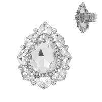 TEARDROP GEM WITH RHINESTONE STRETCH RING